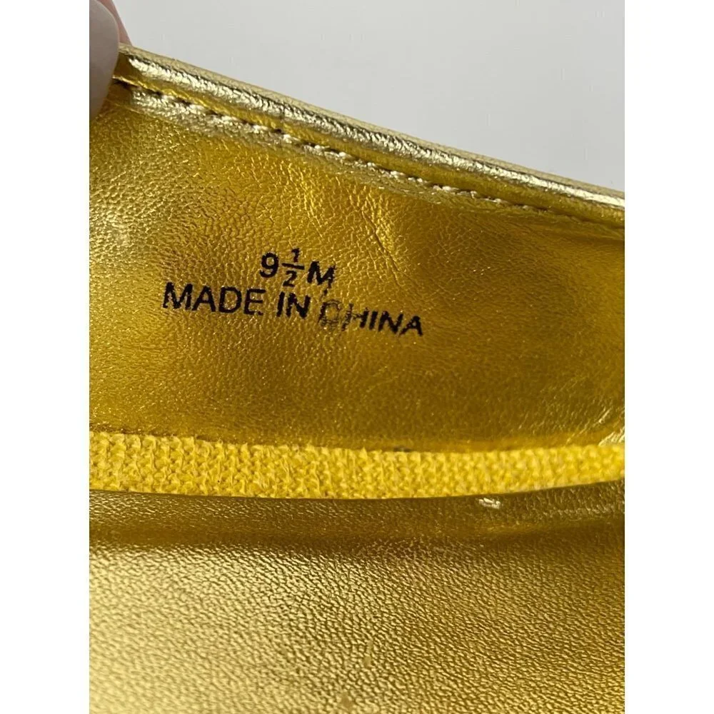 Talbots Lyndsay Yellow Canvas Peep Toe Sling Back Espadrille‎ Wedge Size 9.5
